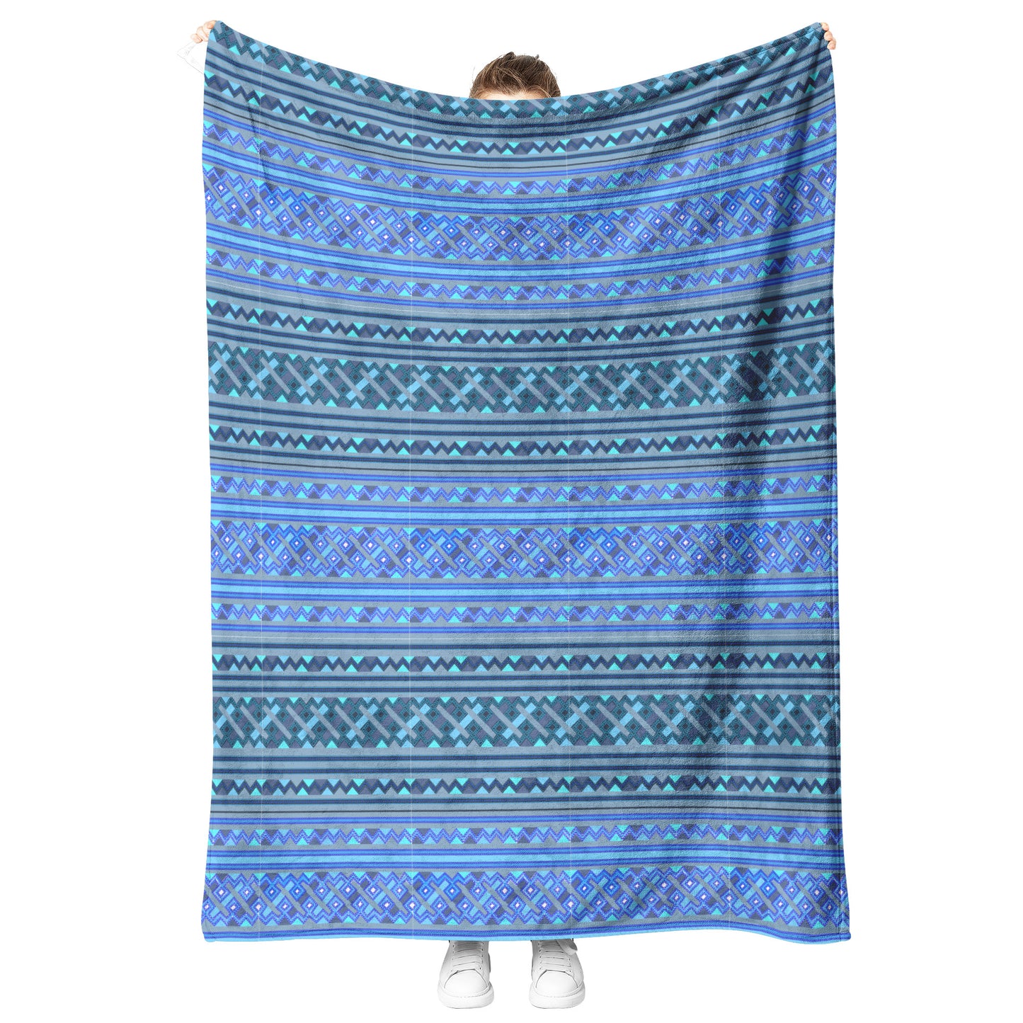 Hmong Leeg Fleece Blanket - Blue