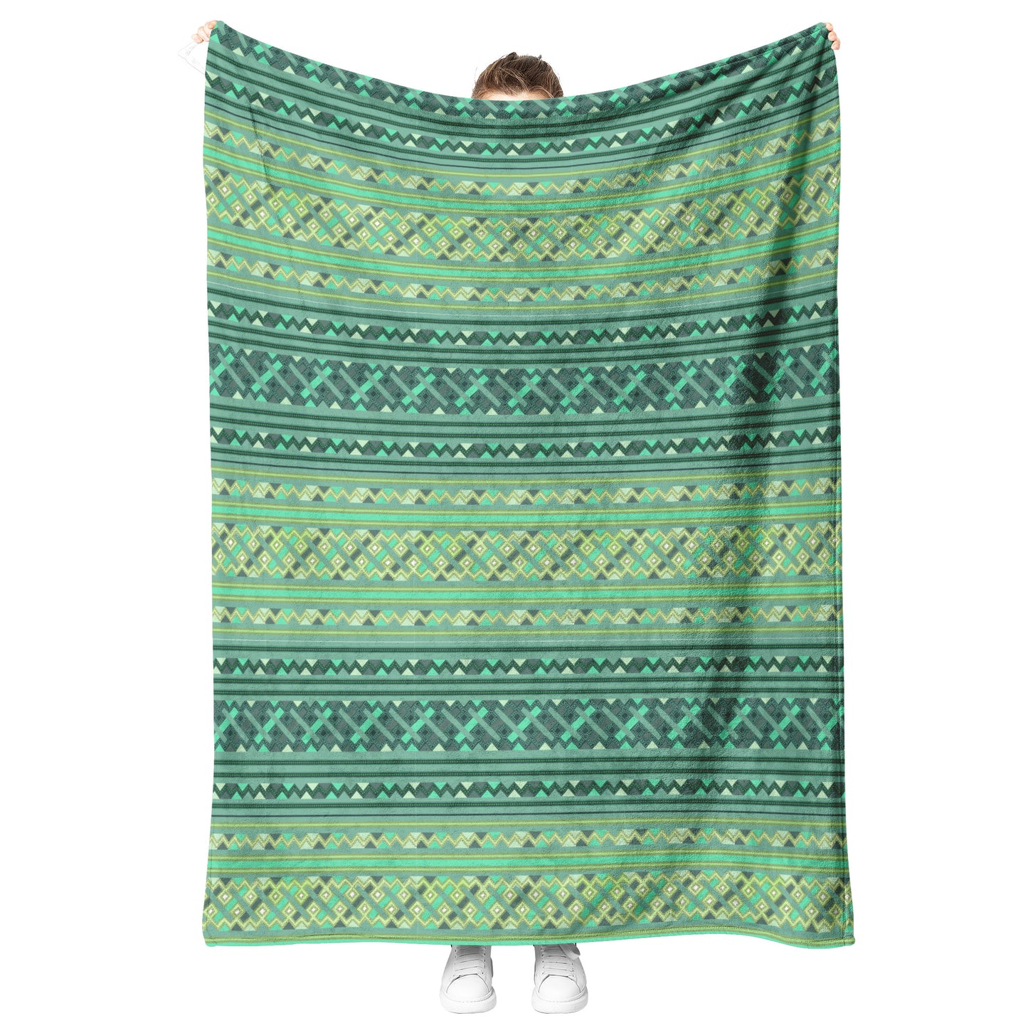 Hmong Leeg Fleece Blanket - Green