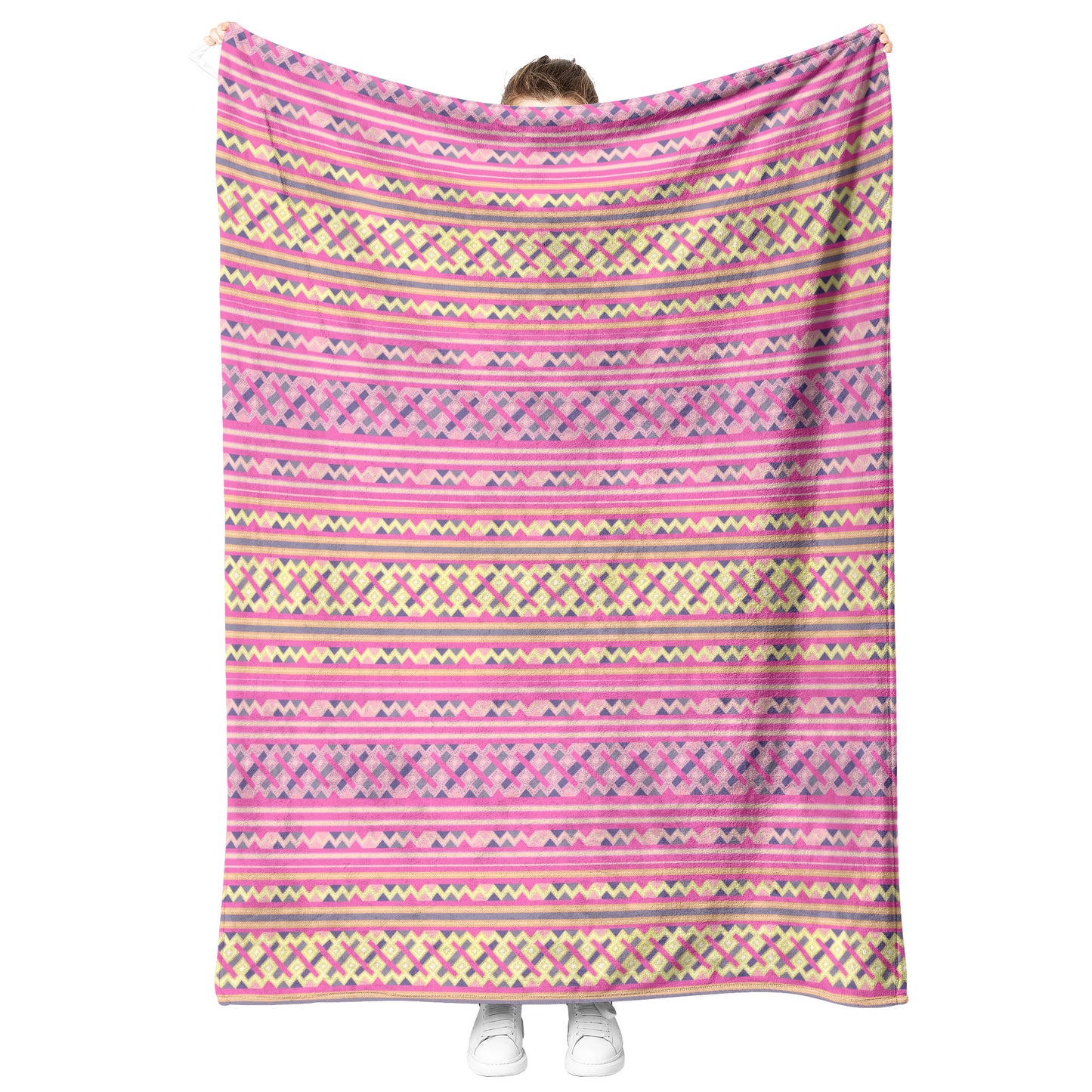 Hmong Leeg Fleece Blanket - Pink