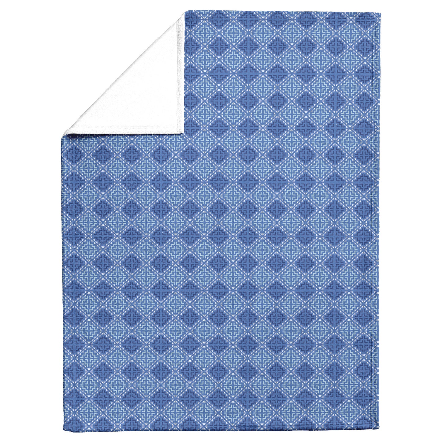 Cross Stitch Fleece Blanket - Blue