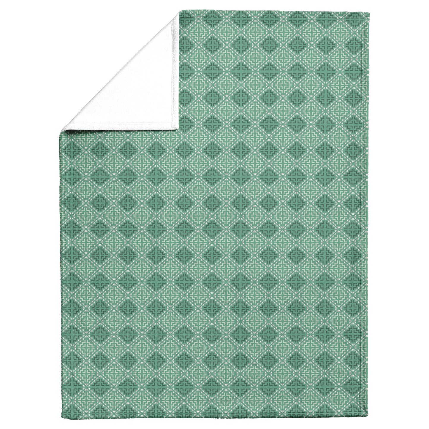 Cross Stitch Fleece Blanket - Green