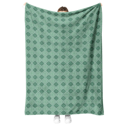 Cross Stitch Fleece Blanket - Green