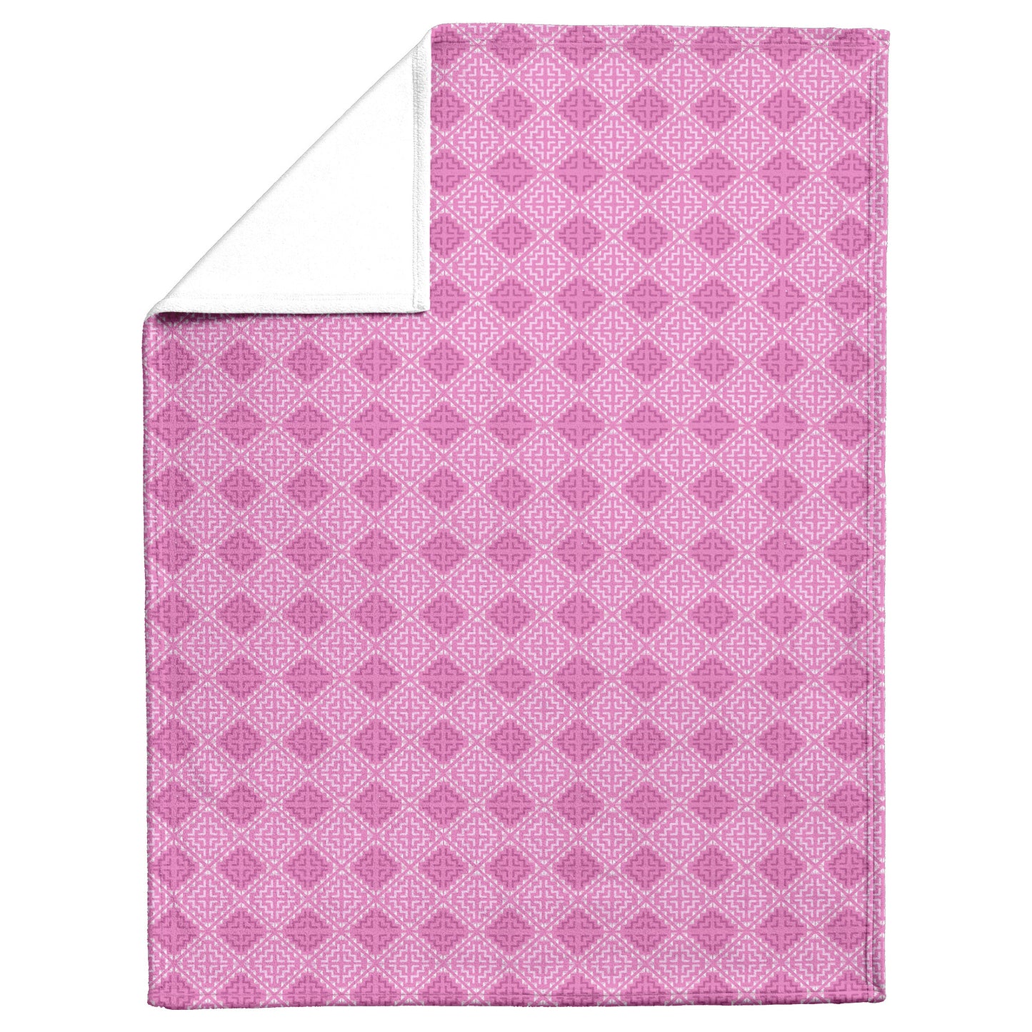 Cross Stitch Fleece Blanket - Pink