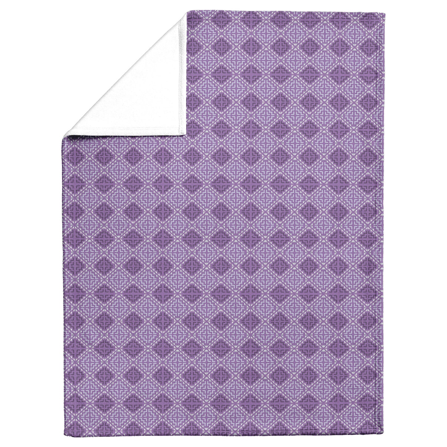 Cross Stitch Fleece Blanket - Purple