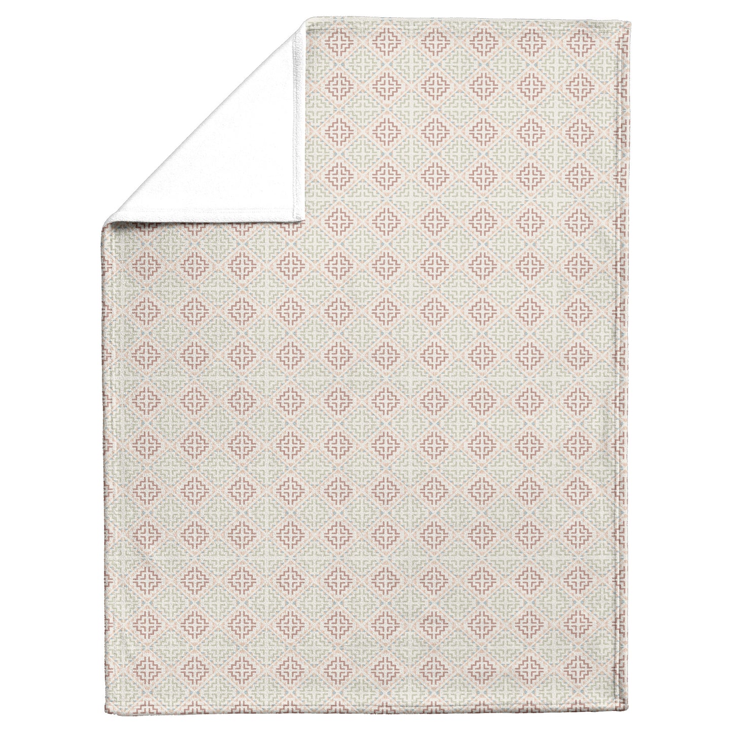 Cross Stitch Fleece Blanket - Beige