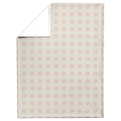 Cross Stitch Fleece Blanket - Beige