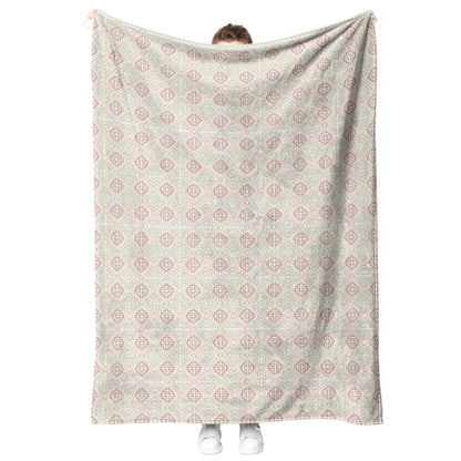 Cross Stitch Fleece Blanket - Beige
